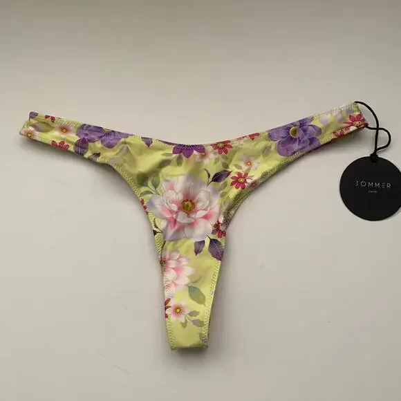 Sommer Swim VITORIA Flor du Sol Brazilian Bikini Bottoms Yellow Womens New Med - Picture 2 of 9